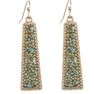 Druzy Dangle Earrings Crystals Gold & Blue-Green